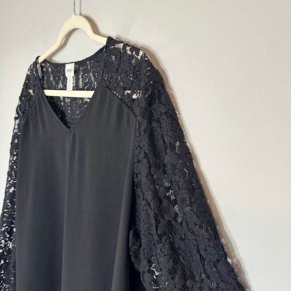 Chicos Black Lace Bell Sleeve V Neck Blouse Top Size 3‎ US XL Womens Elegant - Picture 8 of 14